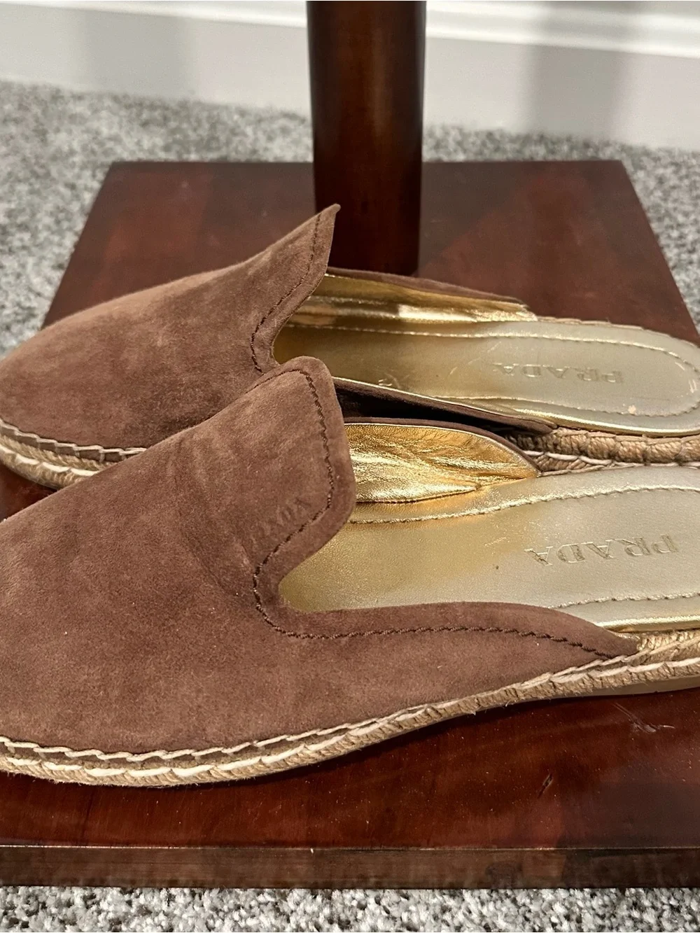 Prada Brown Suede Slip-On Espadrilles